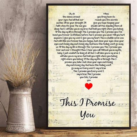 This I Promise You Lyrics Song Poster Heart Shape Posters T Etsy