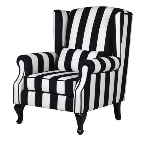 Coco Black And White Striped Armchair