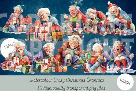 crazy grannies opening presents graphic by litha prints · creative fabrica