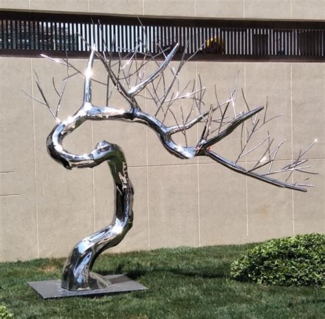 Stainless Steel Decorative Metal Tree Sculpture Free Standing