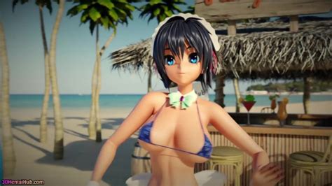 Peachy Beach Pt 2 3D Hentai Bikini Maid Gets Fucked In The Mouth