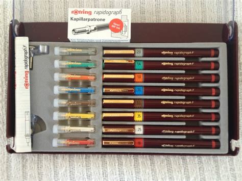 New Rotring Rapidograph F Technical Pen Set Tungsten Tips
