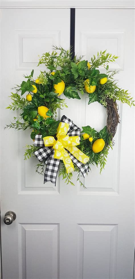 Farmhouse Lemon Decor Lemon Wreath For Kitchen Rustic Etsy Lemon