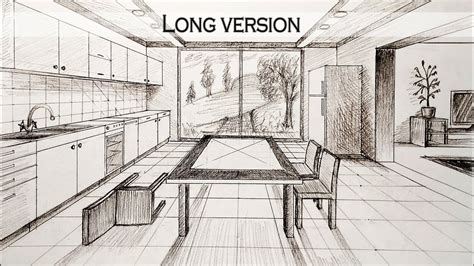 Draw Kitchen In One Point Perspective Kitchen Edit Long Version