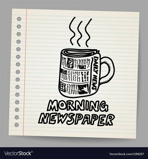 Doodle Style Newspaper Coffee Cup Royalty Free Vector Image