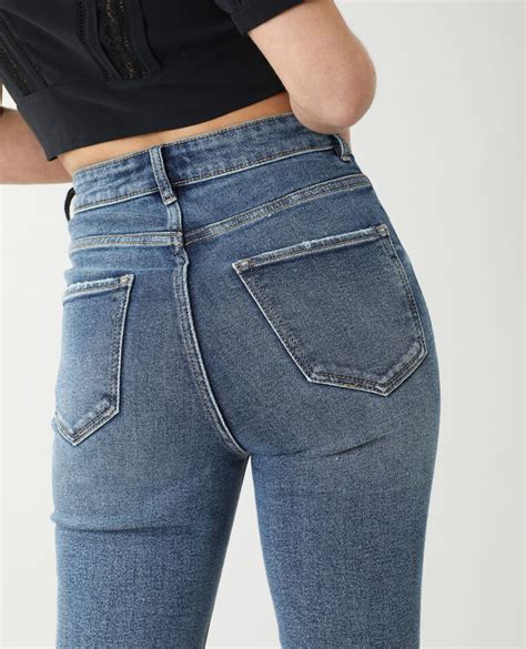 skinny jeans met hoge taille denimblauw 141295683a06 pimkie