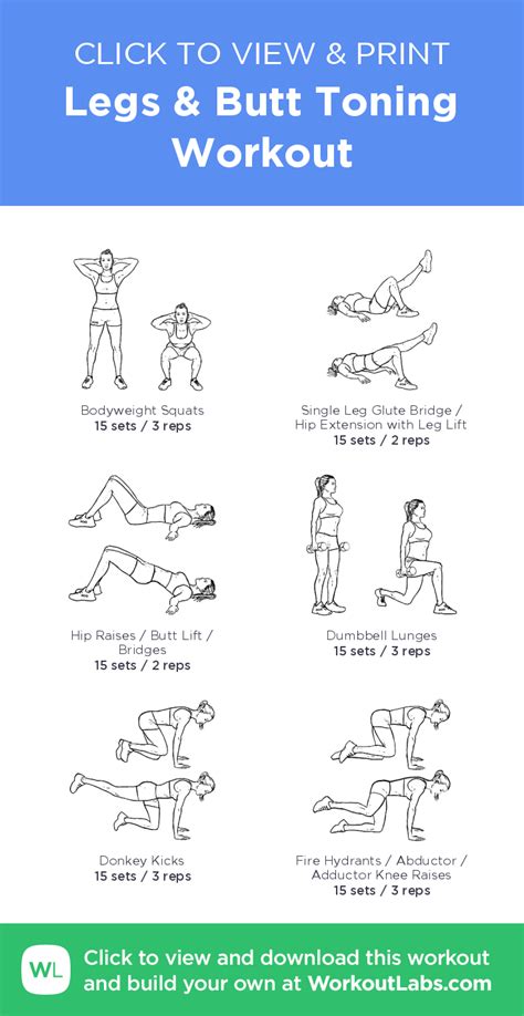 Legs And Butt Toning Workout Click To View And Print This Illustrated