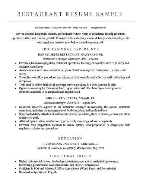 A cv, which stands for curriculum vitae, is a document used when applying for jobs. Restaurant Resume: Example and Writing Tips | Resume Genius