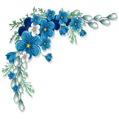 Materiales Decorativos De Flores Azules Pintados A Mano Png Dibujos