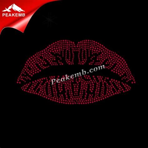 Sexy Red Lip Hot Fix Motifs Rhinestone Transfer For Tshirt Peakemb