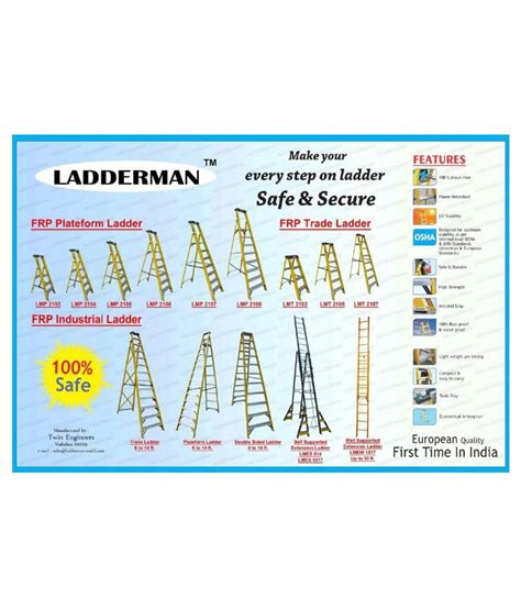Ladderman Step Platform Frp Ladder Self Supported Folding Type Heavy Duty Electrical Shock