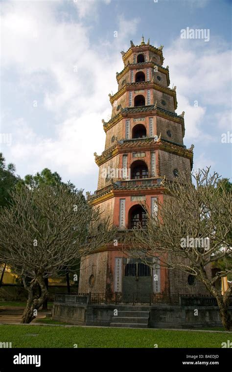 The Thien Mu Pagoda Along The Perfume River In Hue Vietnam Stock Photo
