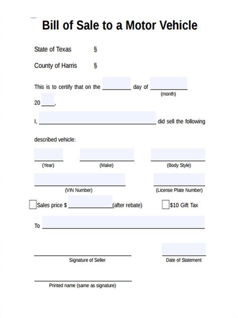 Free 6 Motor Bill Of Sale Forms In Ms Word Pdf