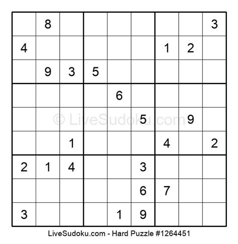 Hard Sudoku Online 1264451 Live Sudoku