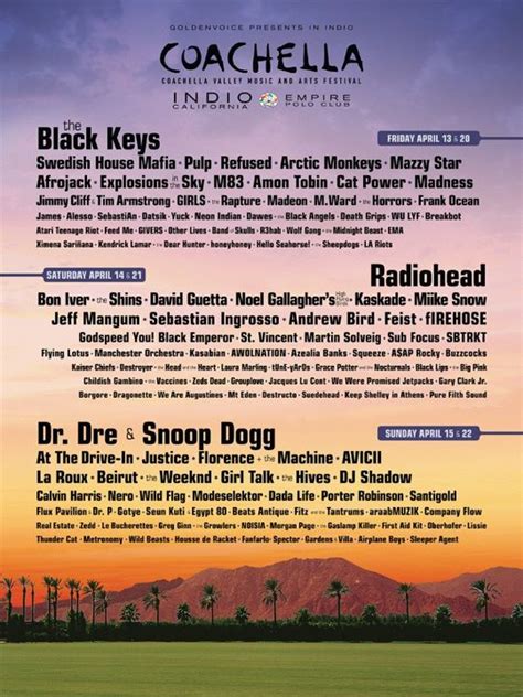 Coachella lineup announced : ohnotheydidnt — LiveJournal