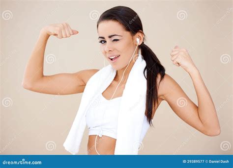 Attractive Female Showing Her Biceps Stock Image Image Of Woman
