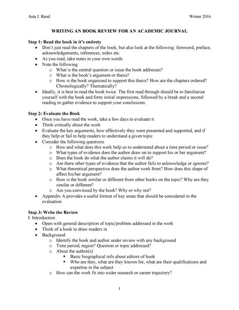 Book Review Guidelines Writing An Book Review For An Academic Journal