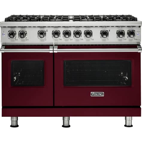 Viking Freestanding Double Oven Gas Convection Range Burgundy At