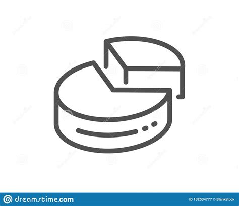 Pie Chart Line Icon Presentation 3d Graph Sign Vector Stock Vector