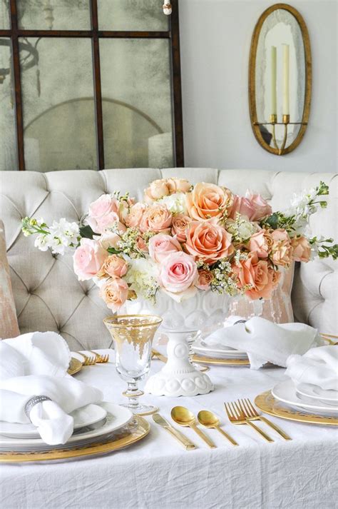 You'll get to choose everything from the paint and furniture to the carpet and decor in these fun and fabulous design games! Romantic Spring Dining Table by | Dining room centerpiece, Beautiful dining rooms, Game room decor