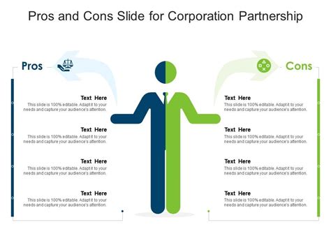 Pros And Cons Slide For Corporation Partnership Infographic Template