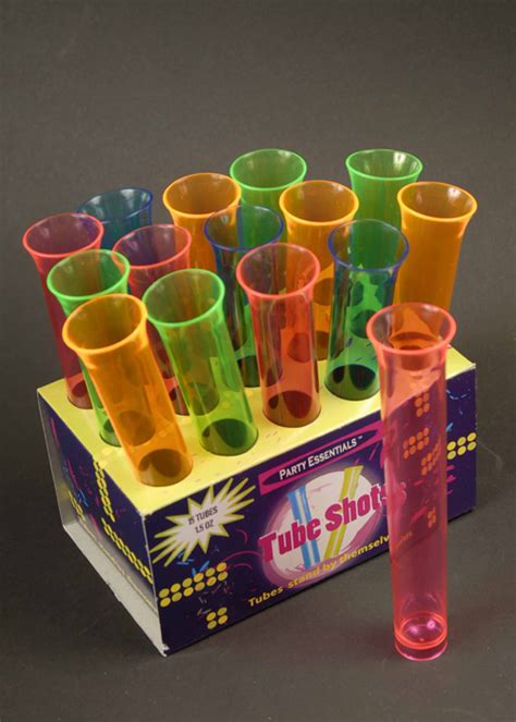 Neon Plastic Party Test Tube Shot Glasses Pk15