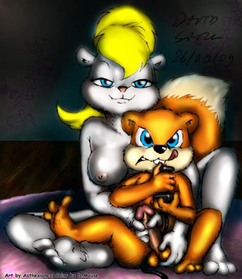 Rule 34 Anthro Asthexiancal Berri Chipmunk Conker Conkers Bad Fur Day Female Front View Fur