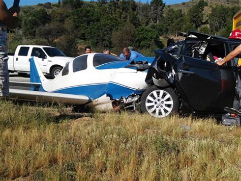 Plane Crashes Into Car On Calif Freeway 1 Dead Cbs News