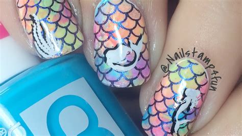 Mermaid Nail Art Nail Stamping Youtube