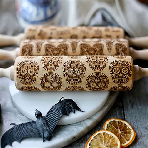 Sugar Skull Day Of The Dead Halloween Rolling Pin By Boon Homeware