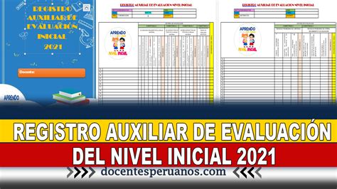 Registro Auxiliar De EvaluaciÓn Del Nivel Inicial 2021