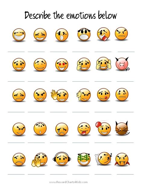 Emoji Emotions Printable Printable Templates