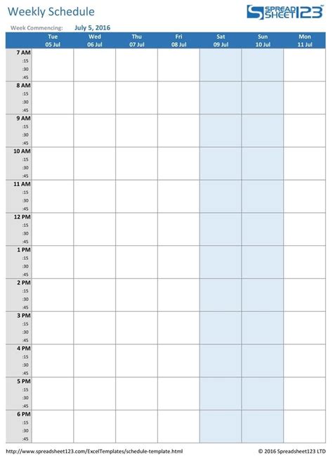Effective free weekly agenda templates with time slots