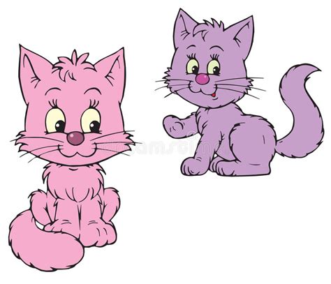 Pink Cats Vector Clip Art Stock Vector Illustration Of Animated