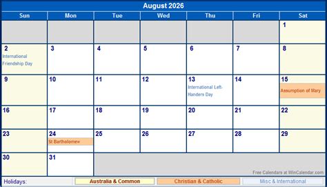 Printable August 2026 Calendar Free Printable Calendars Vrogue