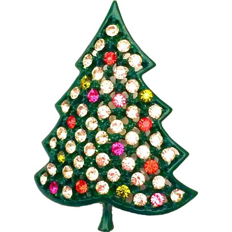 Vintage Kramer Rhinestone Christmas Tree Pin Brooch Jewelry Christmas