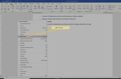 How To Display Word Count In Word