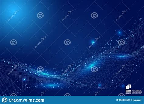 Blue Particle Line Wave Abstract Technology Background Modern Design