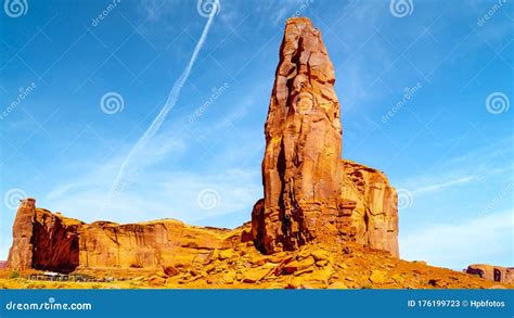 The Thumb A Massive Red Sandstone Formation In Monument Valley Stock