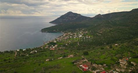 Aerial View Of Portes Village On The Greek Island Of Aegina Saronic