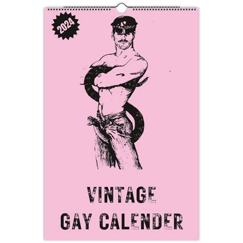 Vintage Gay Calendar 2024 Pink Retro Magazine Gay Calendar Cute Gay T Funny Gay Calendar