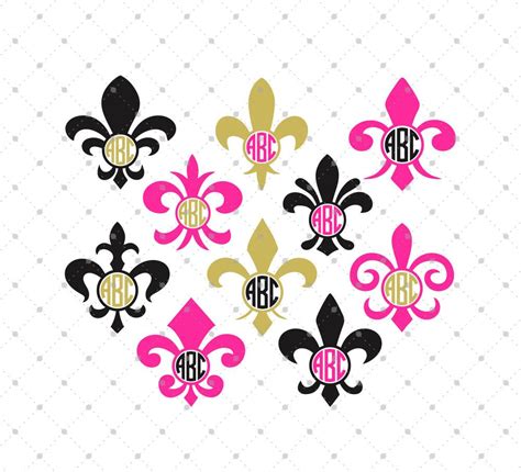 Download SVG Cut Files for Cricut and Silhouette - Fleur De Lis Monogram Frame Files - SVG Cut Studio