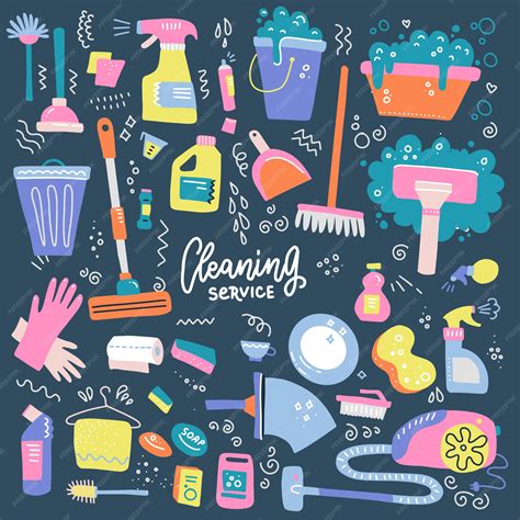 Premium Vector Set Of Household Cleaning Supplies Isolated Icons In
