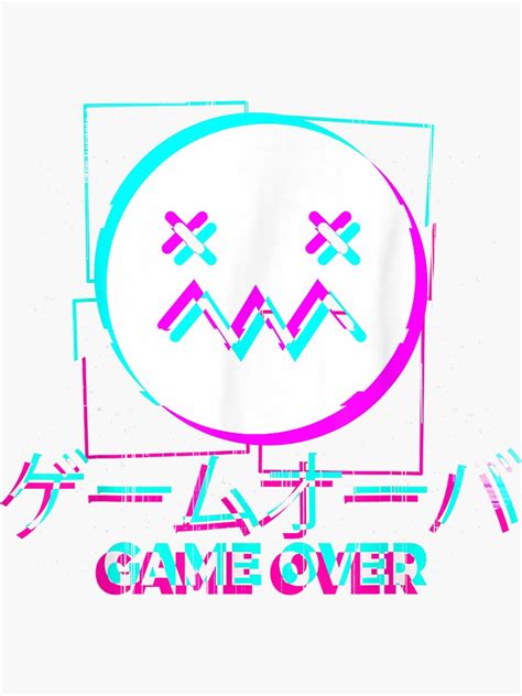 Japanese Glitch Sad Anime Girl Boy Game Over Aesthetic Sticker By