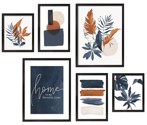 Artbyhannah 6 Piece Black Gallery Wall Picture Frame Set Abstract Framed Wall Art Set For Home