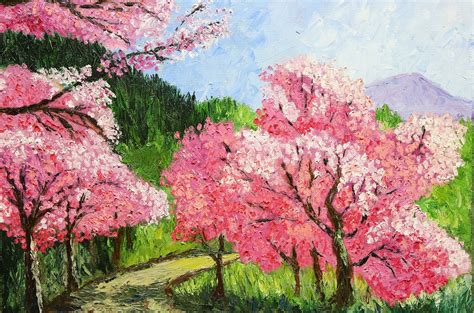 Sakura Painting Art Original Oil Artwork Sakura Tree Etsy