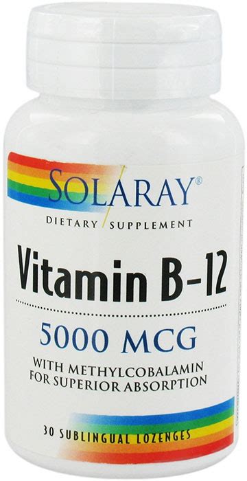 Solaray Vitamin B 12 5000 Mcg 30 Sublingual Lozenges
