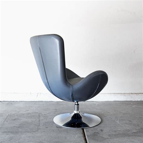 Leather Chrome Modern Swan Chair Mid Mod Crisis