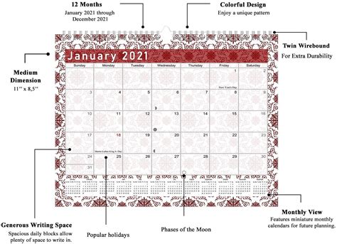 2021 Monthly Spiral Bound Calendar Edition 014