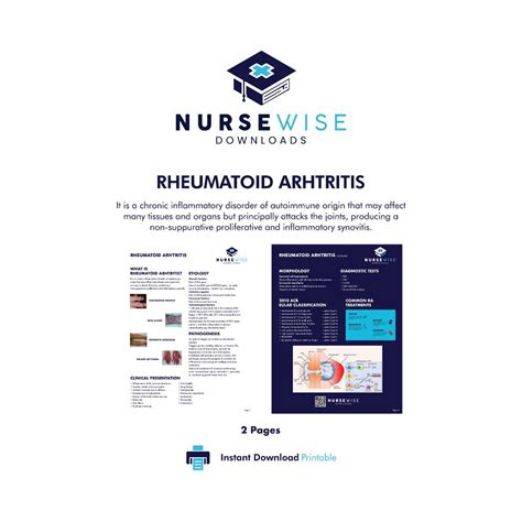 Rheumatoid Arthritis Nursing Resource Sheet Comprehensive Guide From
